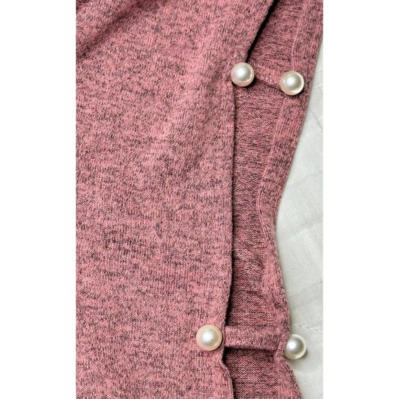 Louise Paris Shirt Sweater Pink Split Sleeve Pearl Accents Womens XL Chic Top - Picture 5 of 12